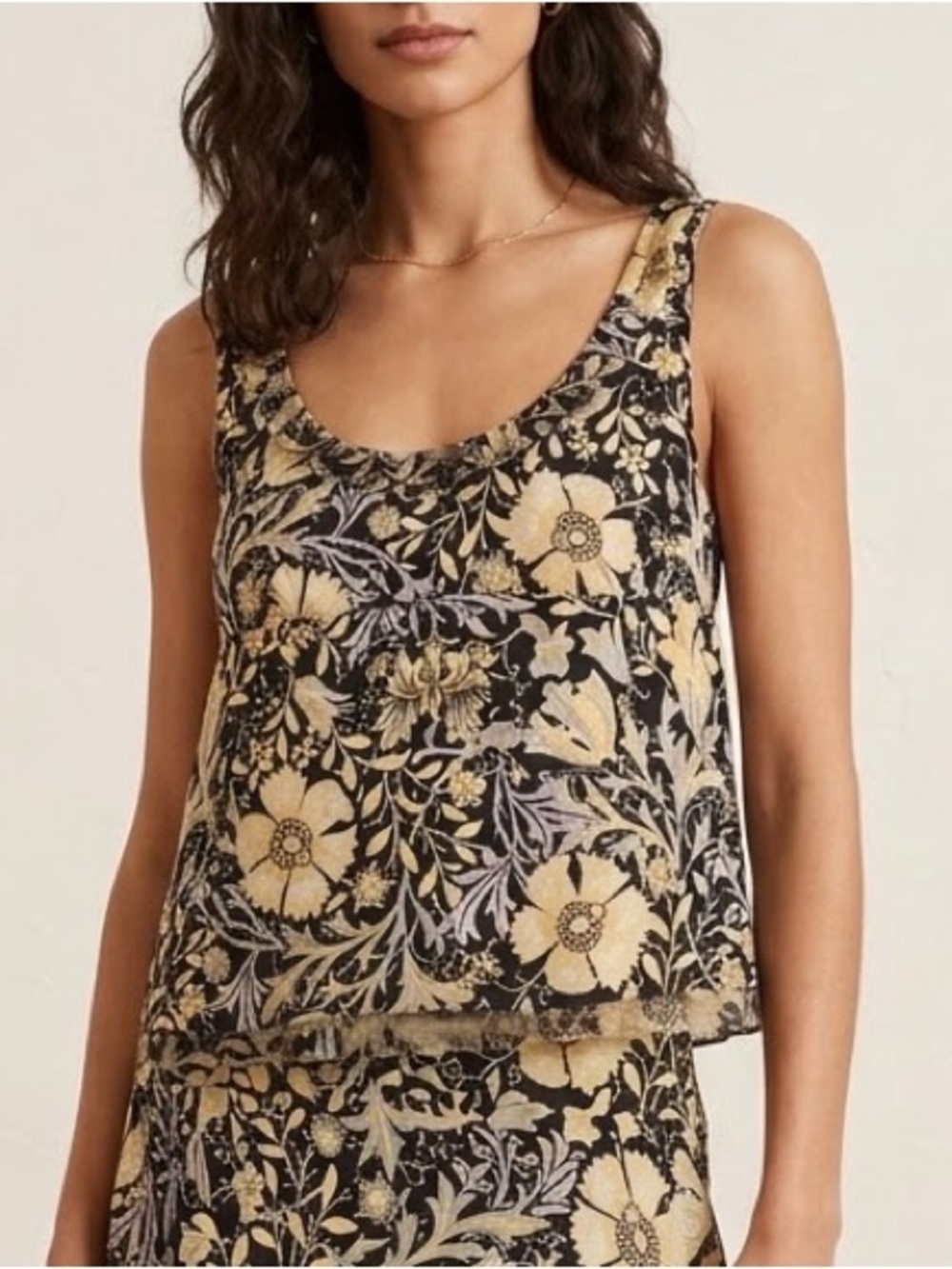 1990s Vintage 100% Silk NWT Sigrid Olsen Collection Floral Tank 2P Cottagecore